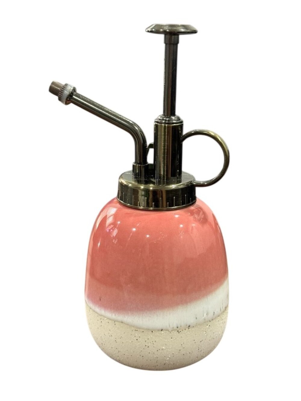Set of 2 - Ceramic Ombre Plant Mister With Metal Pump - Pink & White Gradient